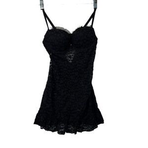 Victoria Secret “The Lacie” babydoll lingerie medium ruffle heart on bum🖤🖤🖤🖤